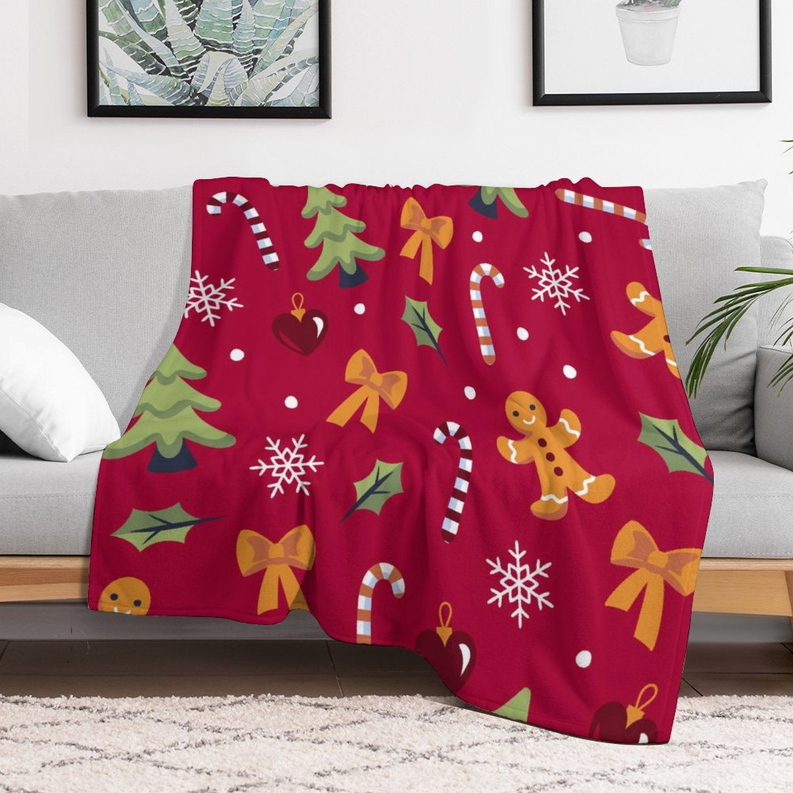 Buysing Customerized Personalized Blanket Custom Valentine's Day Gift for Mom Dad Girlfriend Boyfriend Wife Husband-Christmas Red