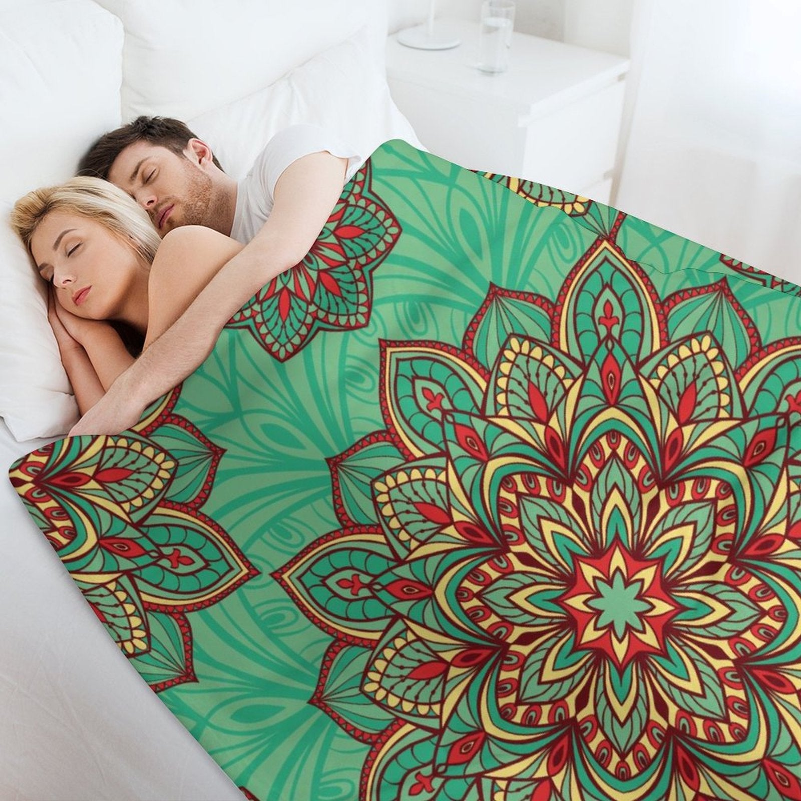 Buysing Customerized Personalized Blanket Custom Valentine's Day Gift for Mom Dad Girlfriend Boyfriend Wife Husband-Green Boho