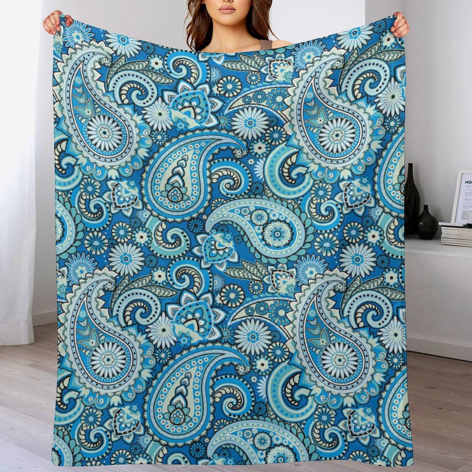 Buysing Customized Personalized Blanket Customize Valentines Day Gifts for Mom Dad Girlfriend Boyfriend Wife Husband-
Paisley 
Boho