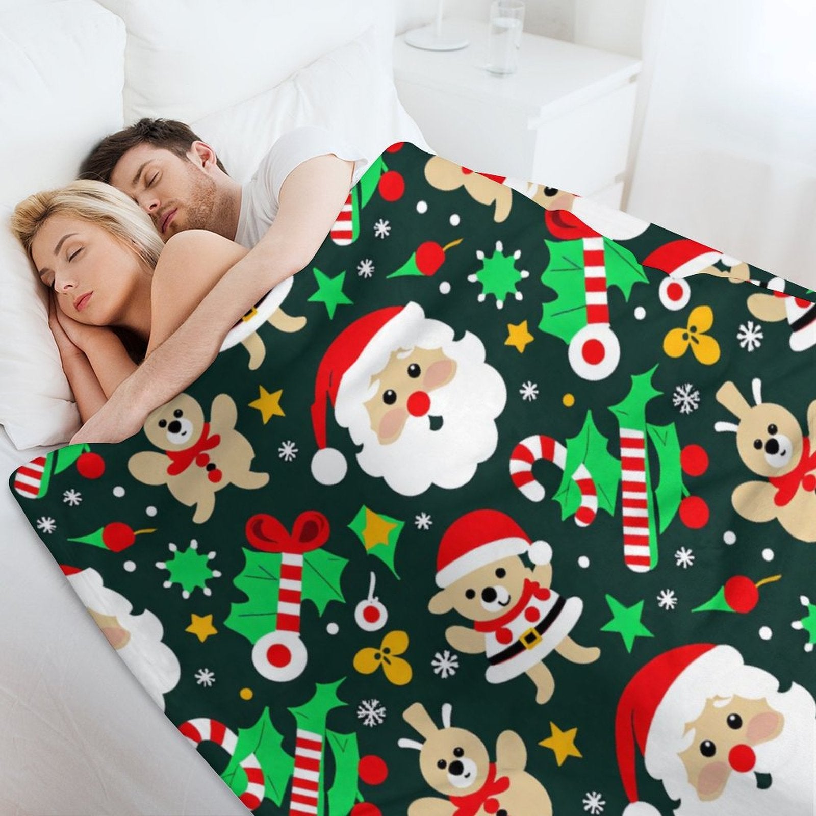 Buysing Customerized Personalized Blanket Custom Valentine's Day Gift for Mom Dad Girlfriend Boyfriend Wife Husband-
Christmas Gift Santa Claus Elk Green