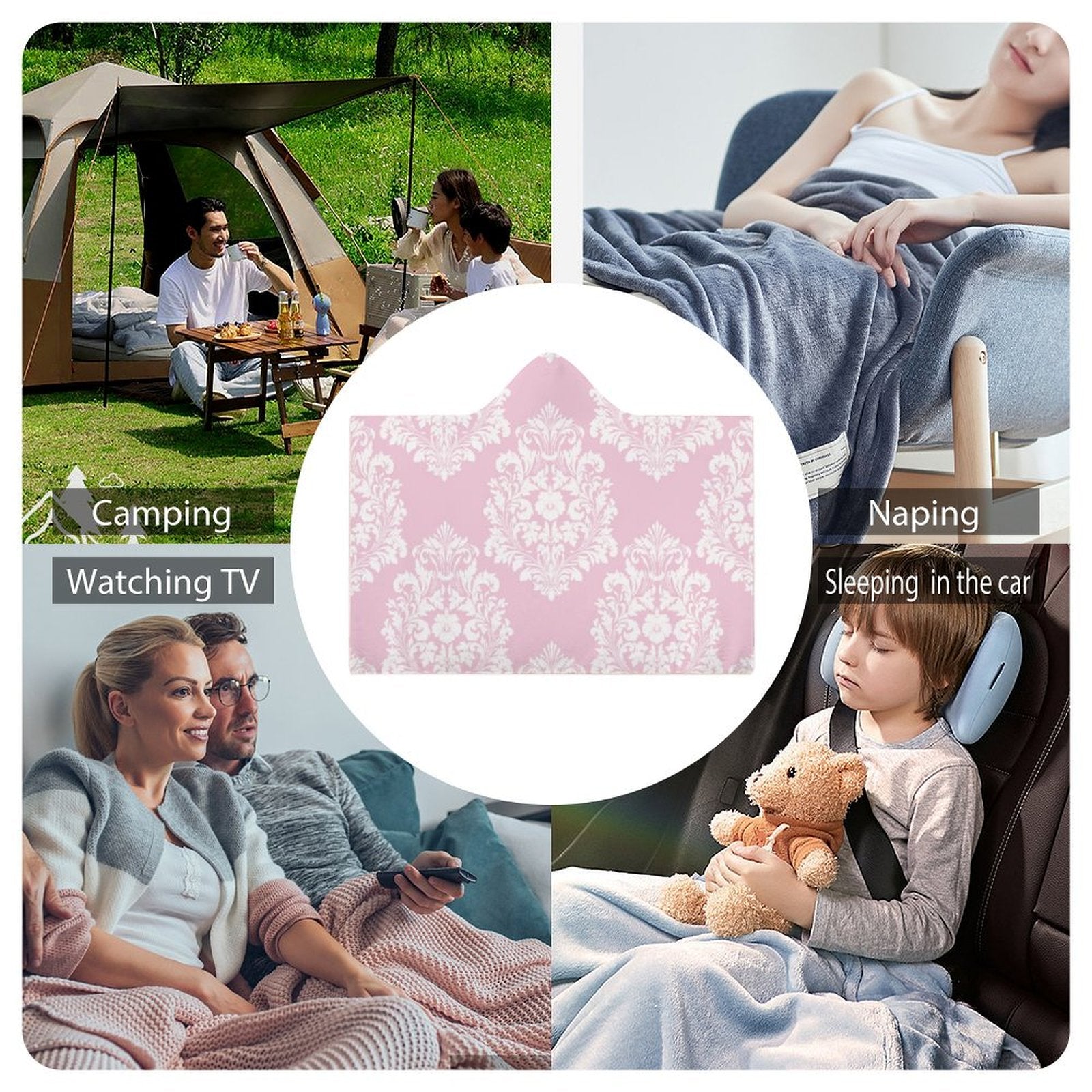 Buysing Customerized Personalized Hoodie Blanket Custom Valentine's Day Gift for Mom Dad Girlfriend Boyfriend Wife Husband-PINK